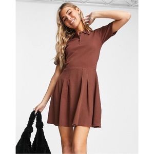 ASOS - Daisy Street Mini Polo Tennis Style Dress in brown jersey